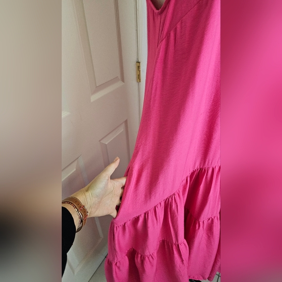 Maeve Anthropologie Marlene Tiered flowy Maxi Dress Pink women Size S viscose - Picture 4 of 11